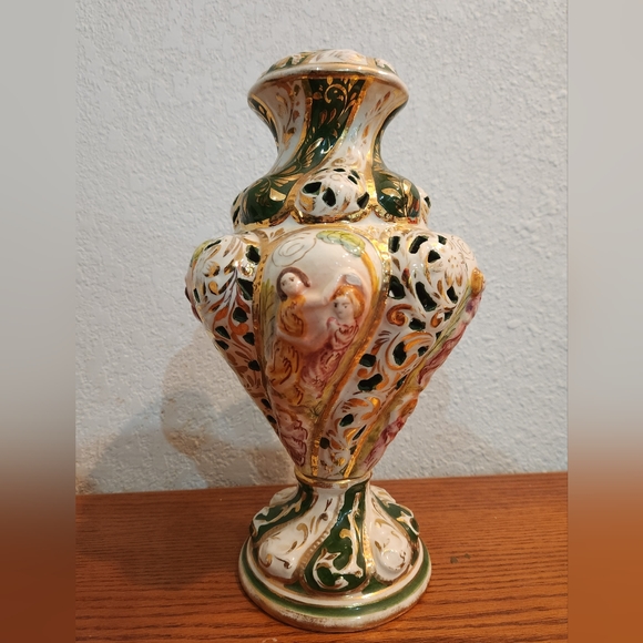 VTG CAPODIMONTE Base Lamp Porcelain Hand Painted 12.5'' - Picture 1 of 3